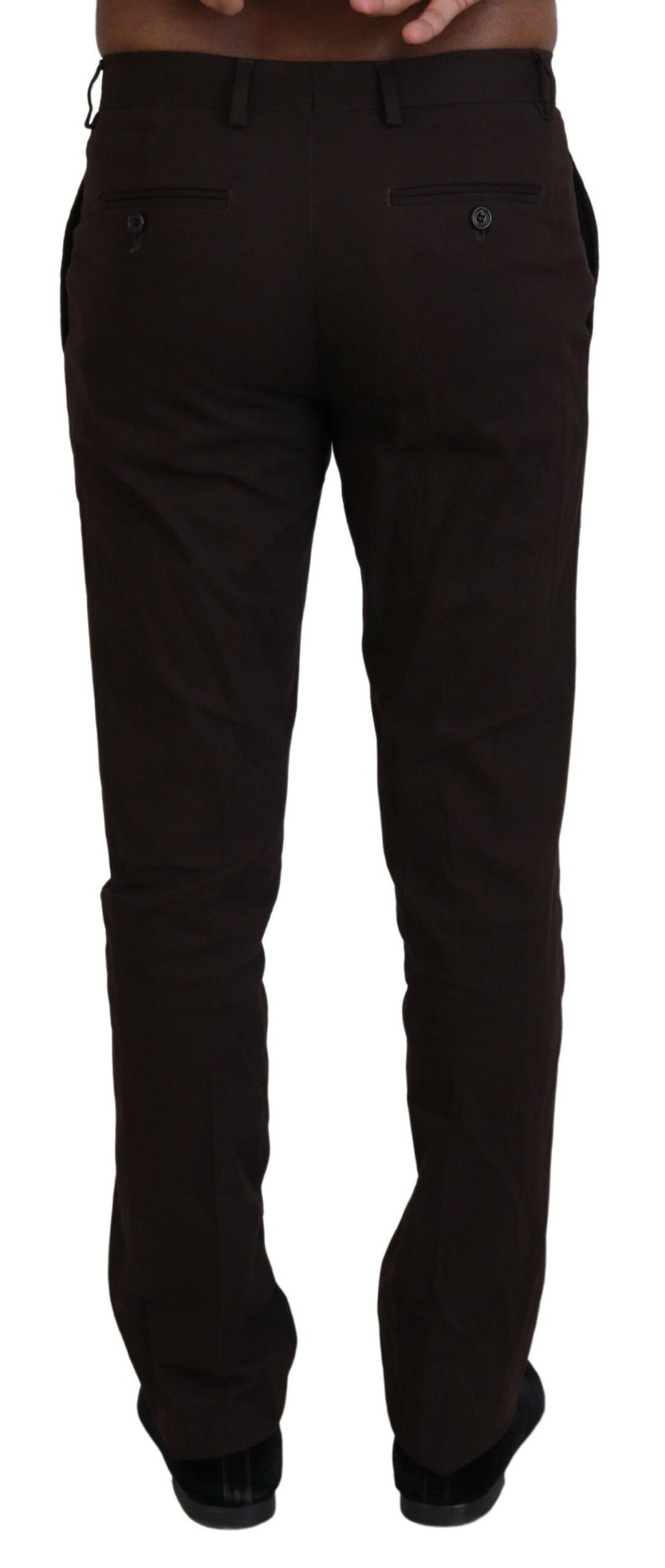 BENCIVENGA Brown Cotton Tapered Formal Men's Trousers