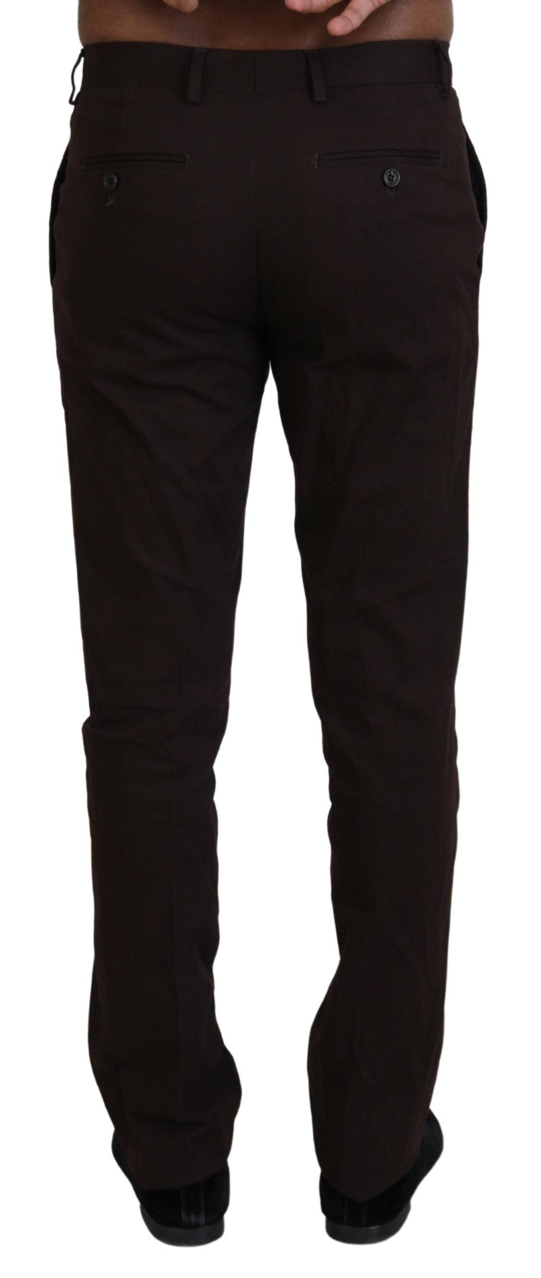 BENCIVENGA Brown Cotton Tapered Formal Men's Trousers