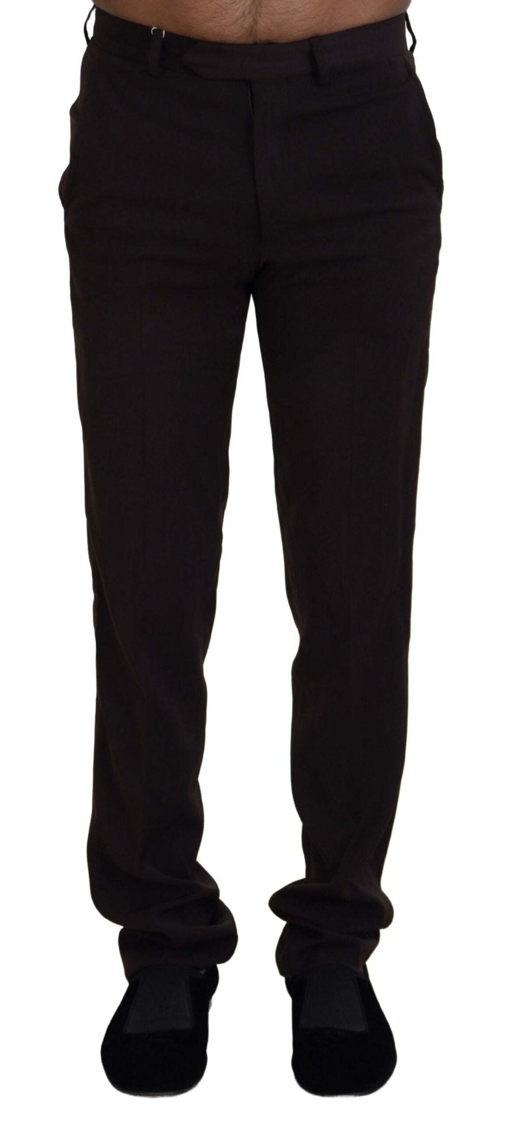 BENCIVENGA Brown Straight Fit Men's Formal Trousers