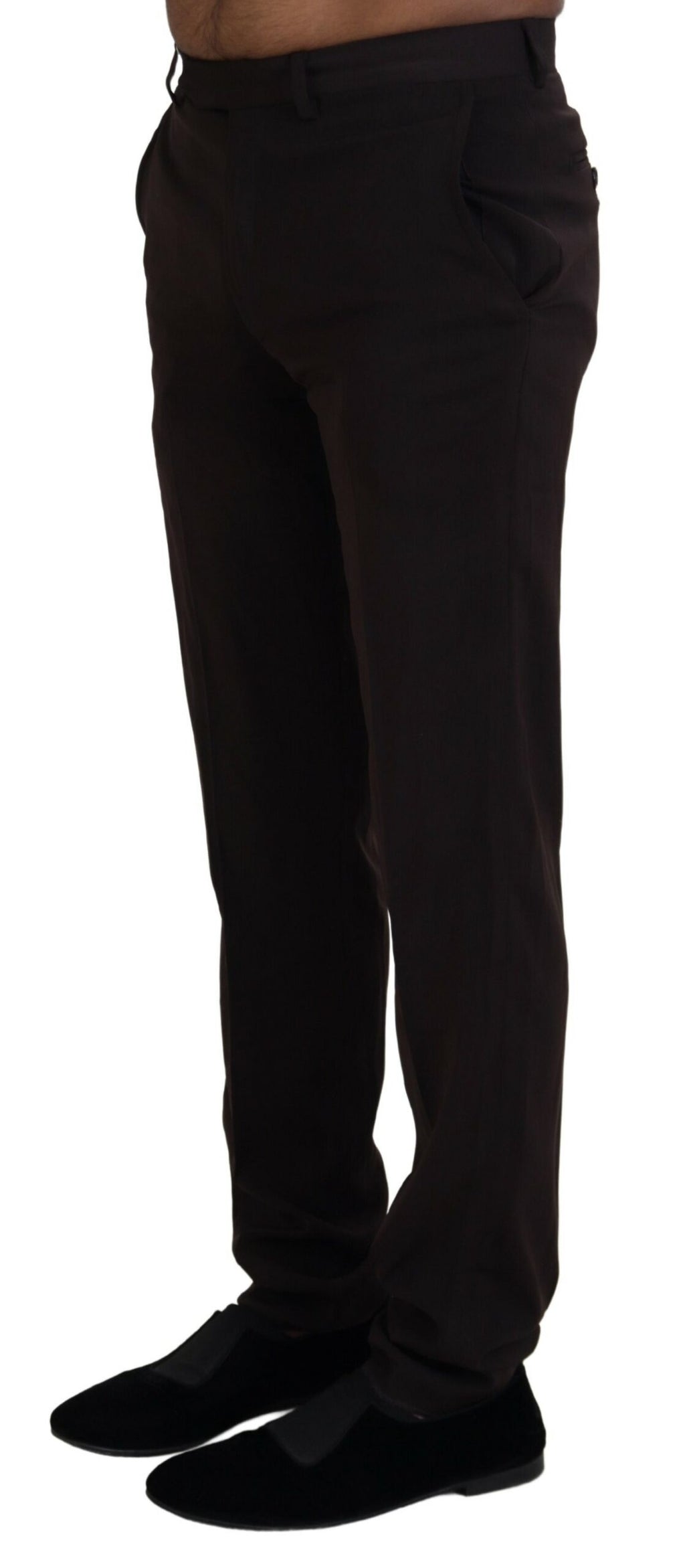 BENCIVENGA Brown Straight Fit Men's Formal Trousers