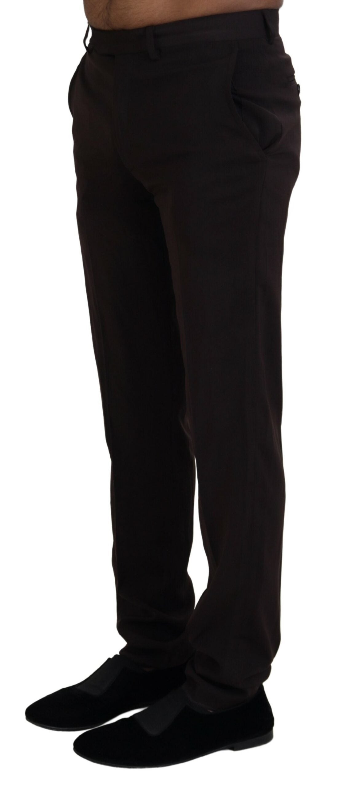 BENCIVENGA Brown Straight Fit Men's Formal Trousers