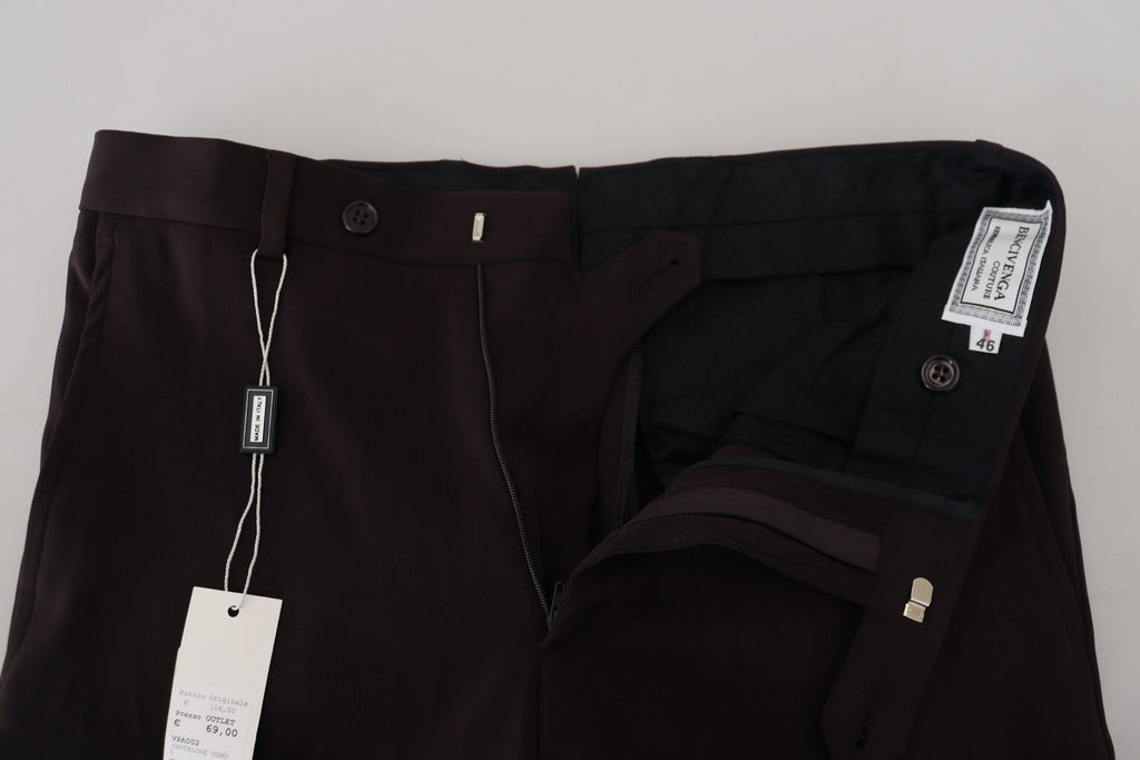 BENCIVENGA Brown Straight Fit Men's Formal Trousers