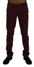 CYCLE Chestnut Brown Cotton Stretch Skinny Casual Men's Trousers