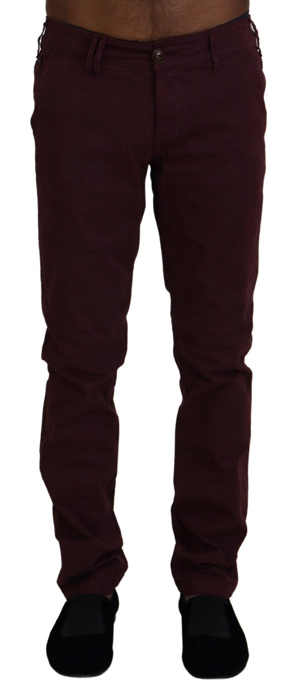 CYCLE Chestnut Brown Cotton Stretch Skinny Casual Men's Trousers