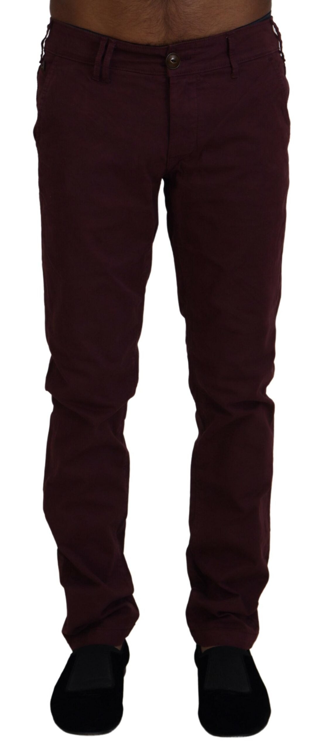 CYCLE Chestnut Brown Cotton Stretch Skinny Casual Men's Trousers