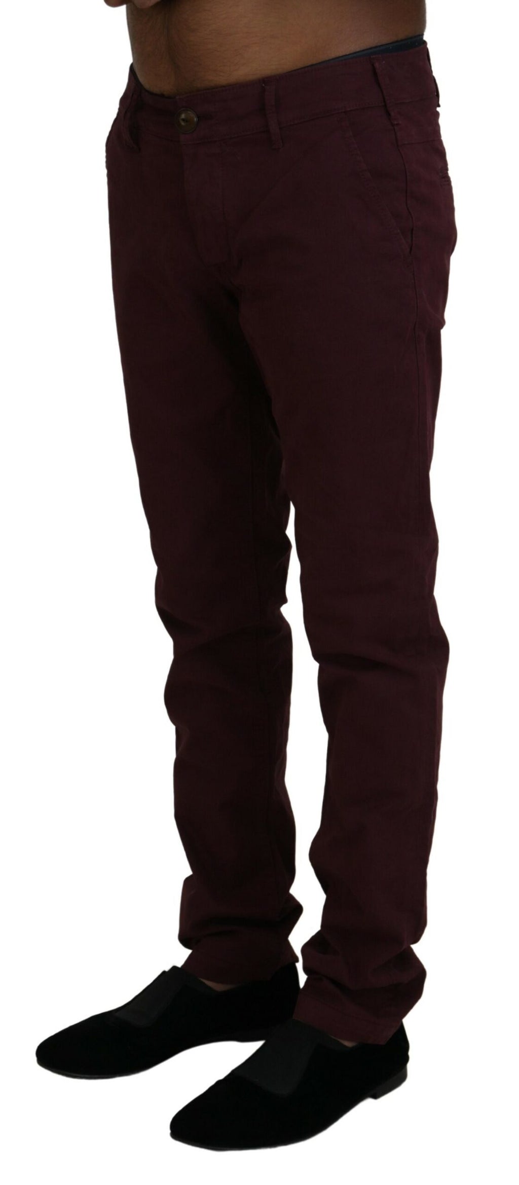CYCLE Chestnut Brown Cotton Stretch Skinny Casual Men's Trousers