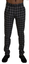 BENCIVENGA Graue karierte Slim Fit Herrenhosen