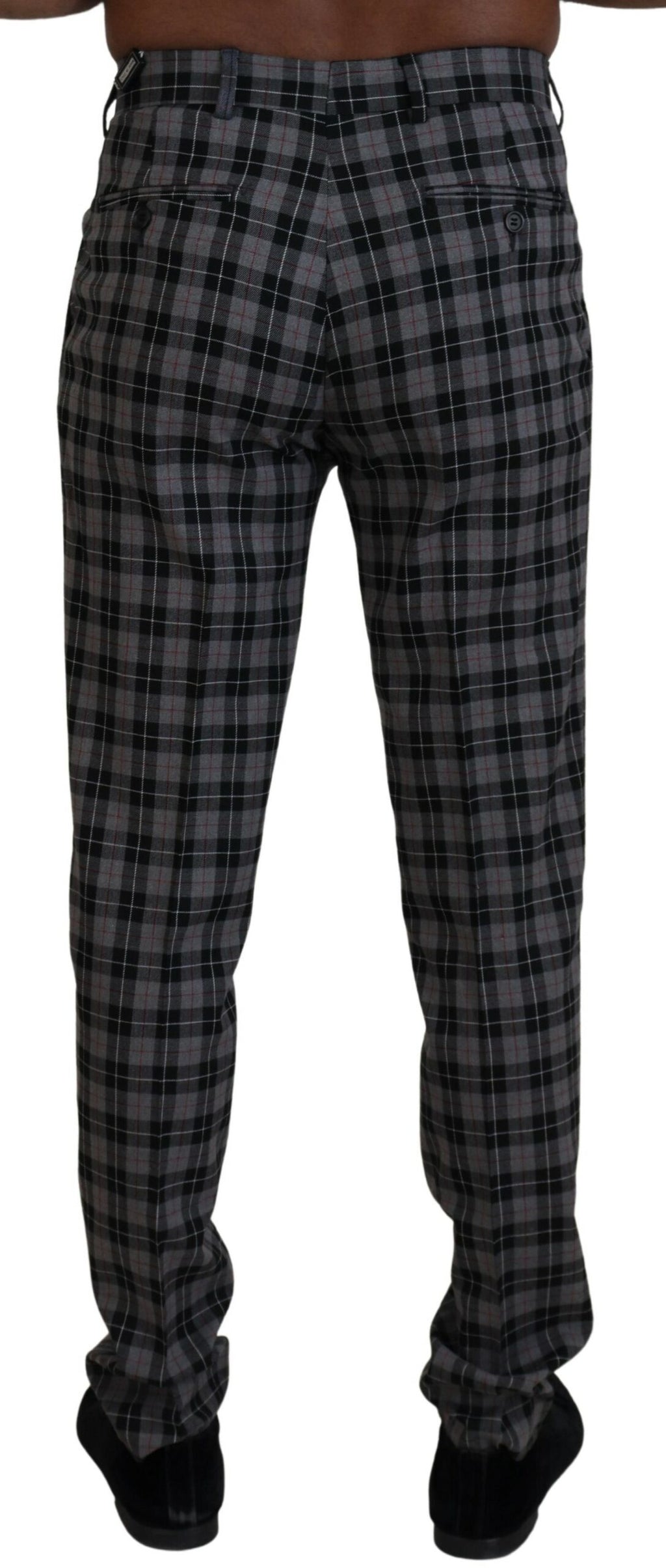BENCIVENGA Graue karierte Slim Fit Herrenhosen