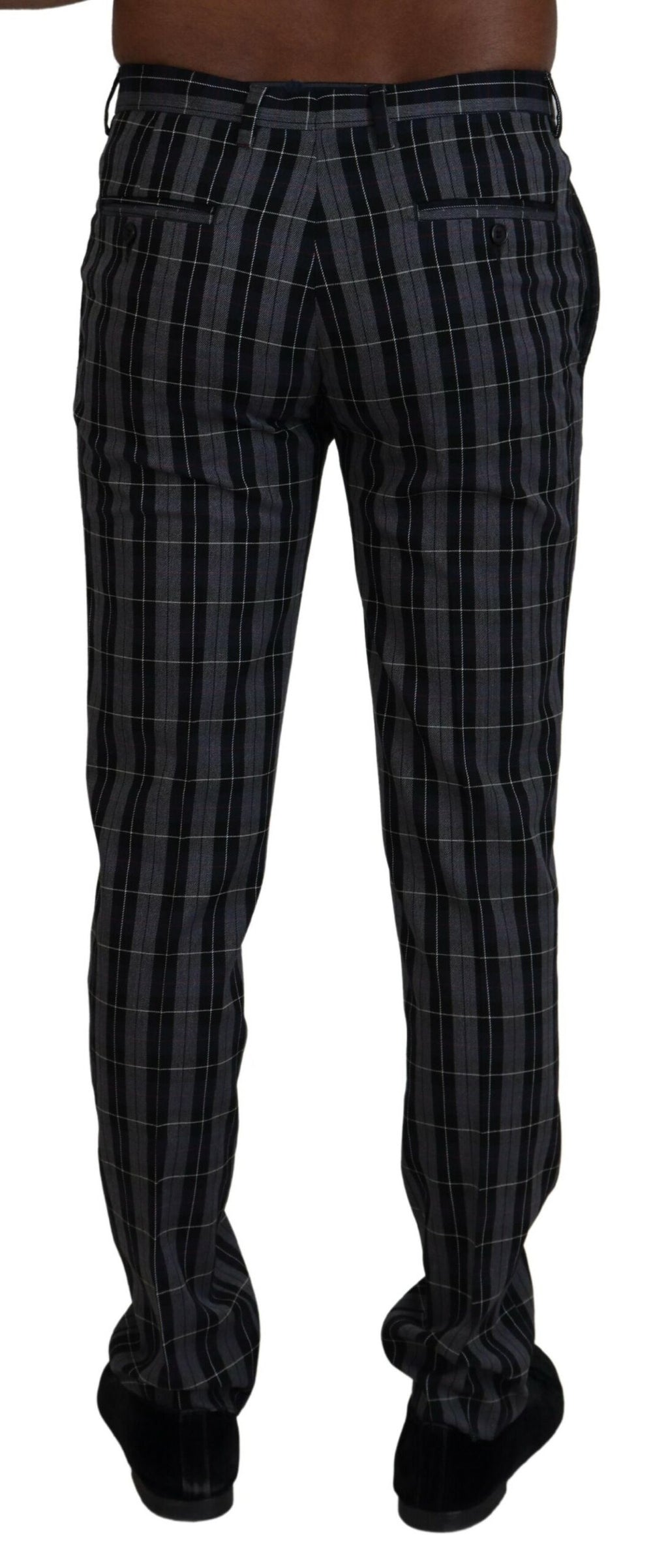 BENCIVENGA Graue karierte Slim Fit Herrenhosen