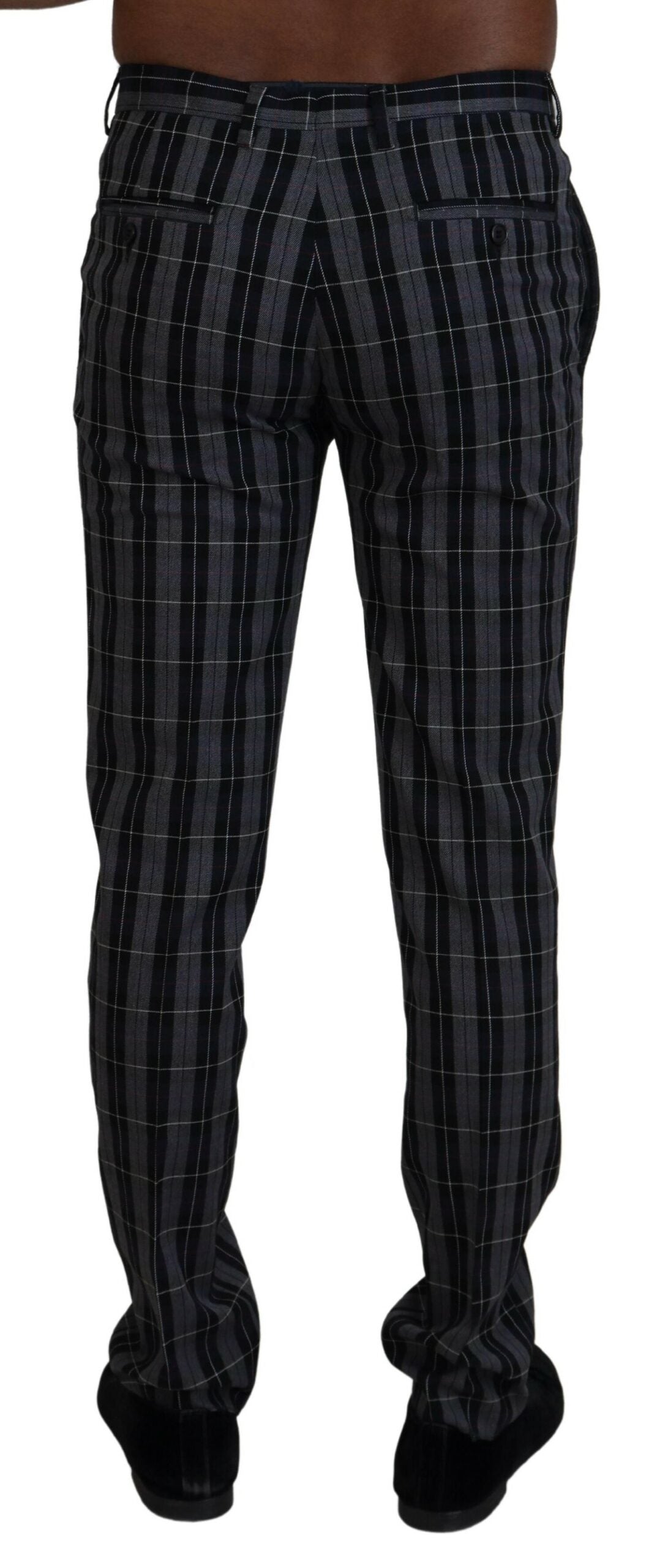 BENCIVENGA Graue karierte Slim Fit Herrenhosen