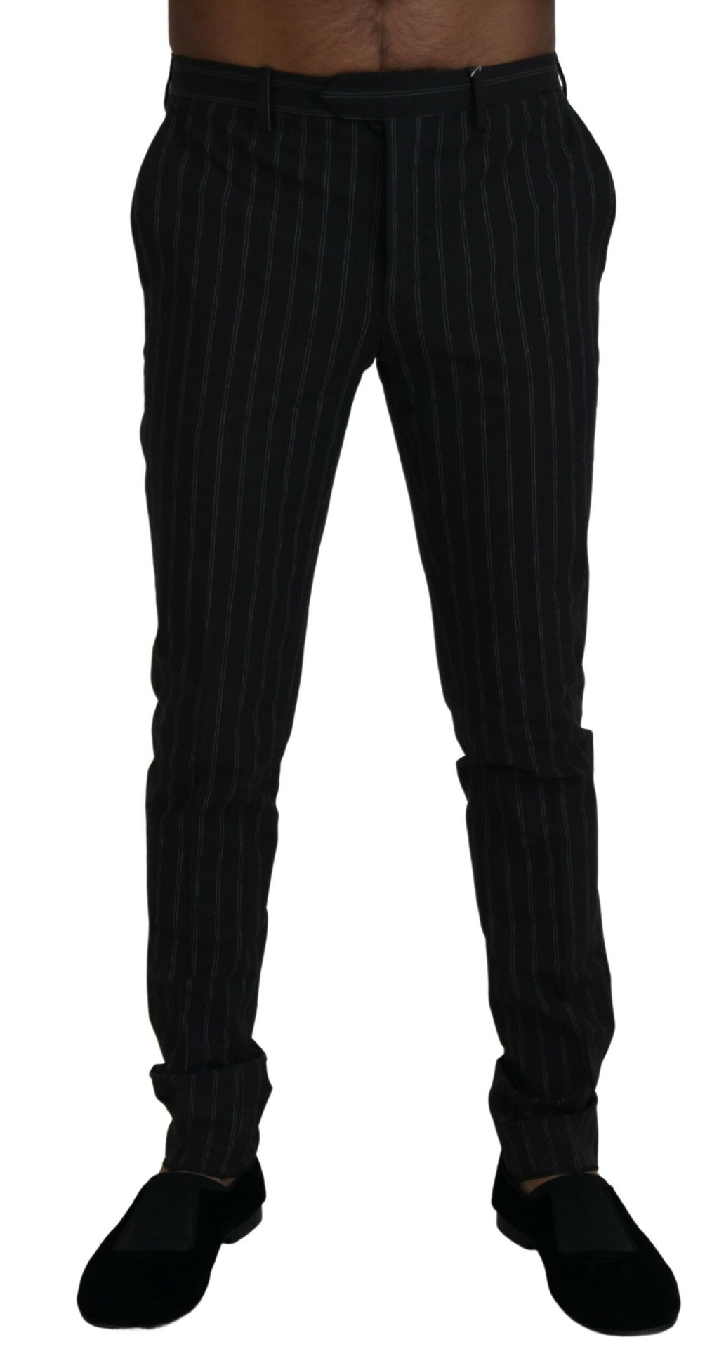BENCIVENGA Black Striped Viscose Dress Pants