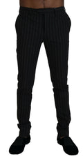 BENCIVENGA Black Striped Viscose Dress Pants