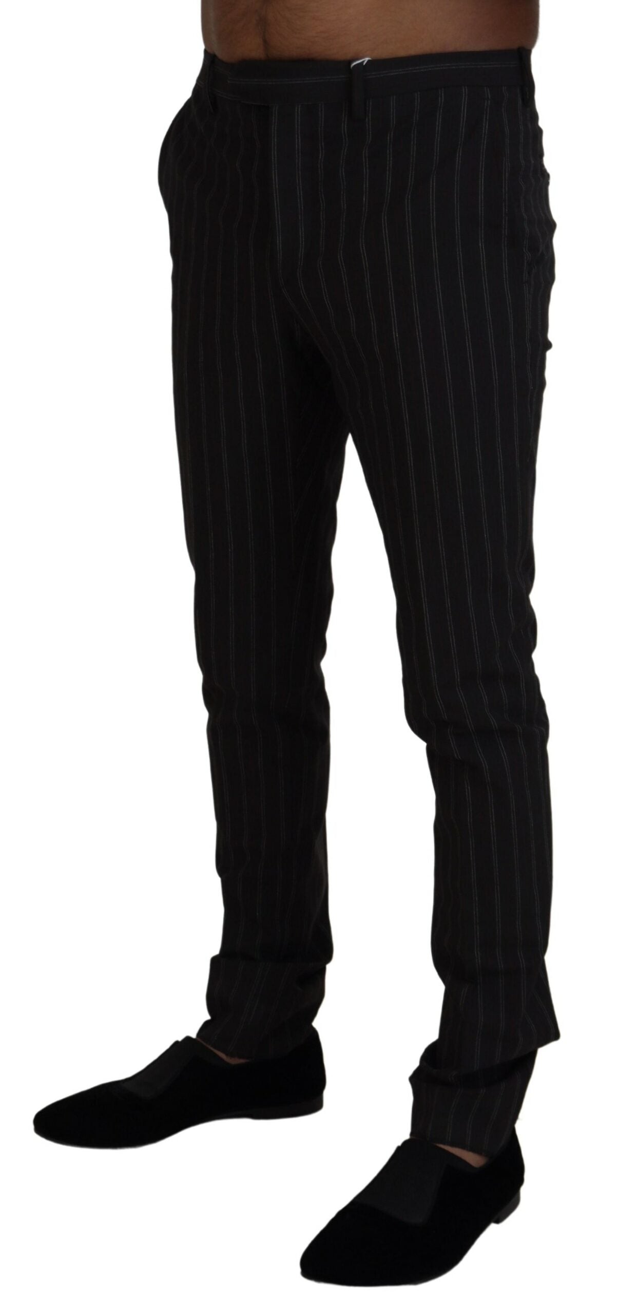 BENCIVENGA Black Striped Viscose Dress Pants
