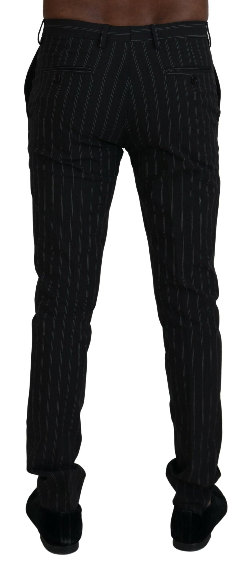 BENCIVENGA Black Striped Viscose Dress Pants