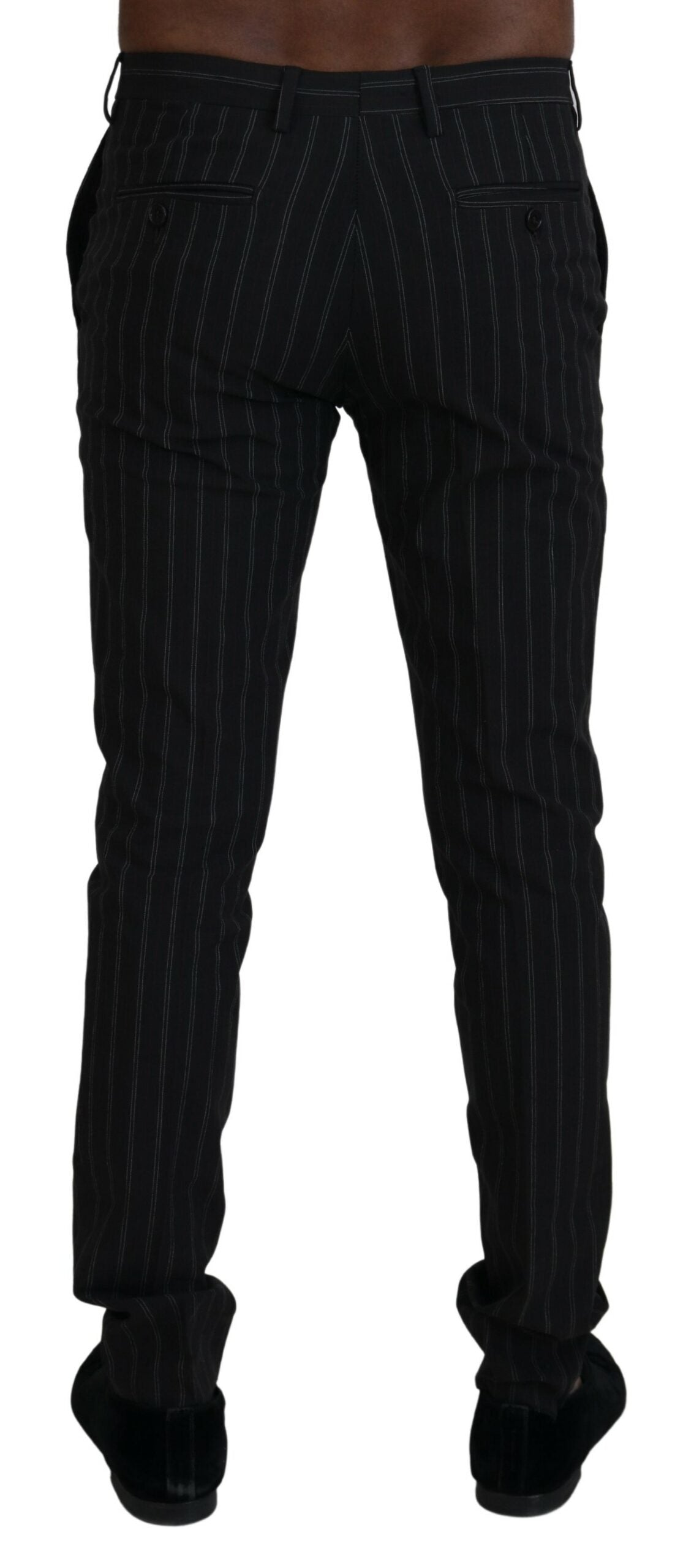 BENCIVENGA Black Striped Viscose Dress Pants