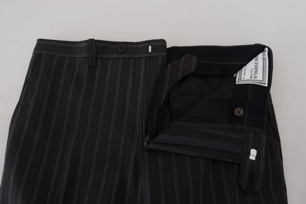 BENCIVENGA Black Striped Viscose Dress Pants
