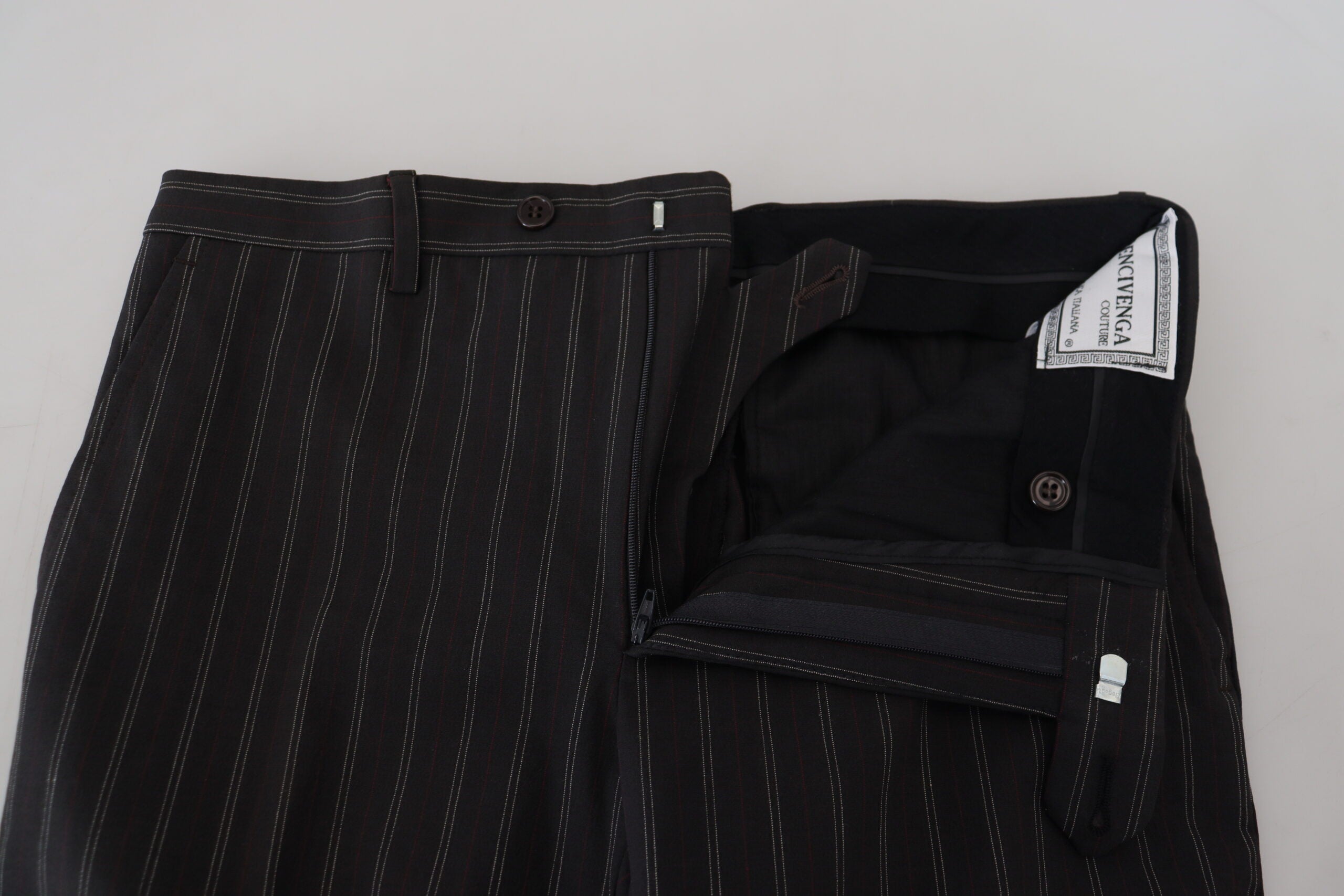 BENCIVENGA Black Striped Viscose Dress Pants