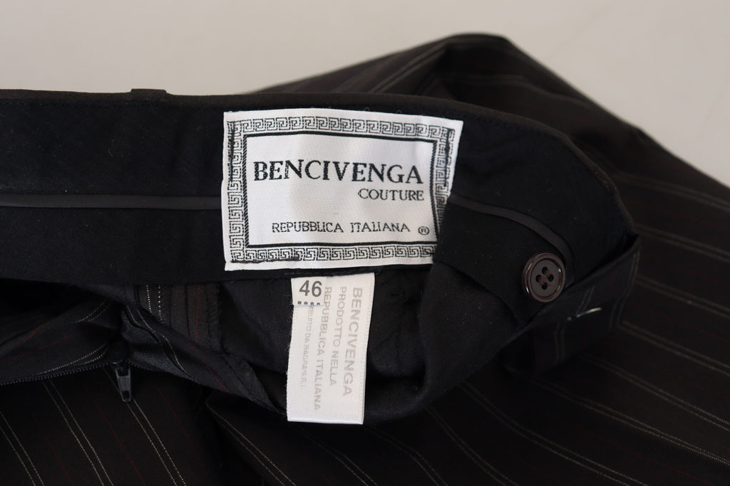BENCIVENGA Black Striped Viscose Dress Pants