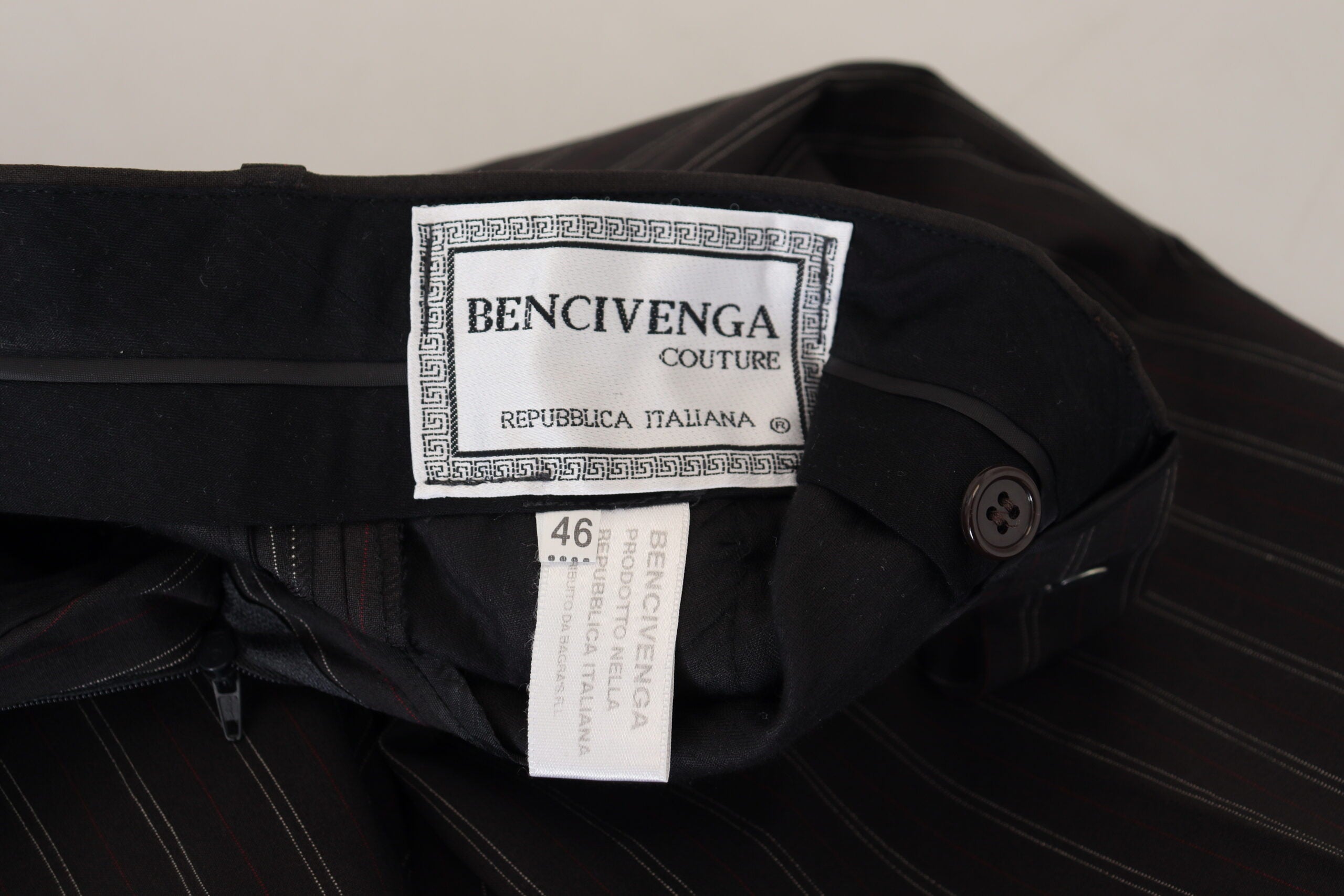 BENCIVENGA Black Striped Viscose Dress Pants