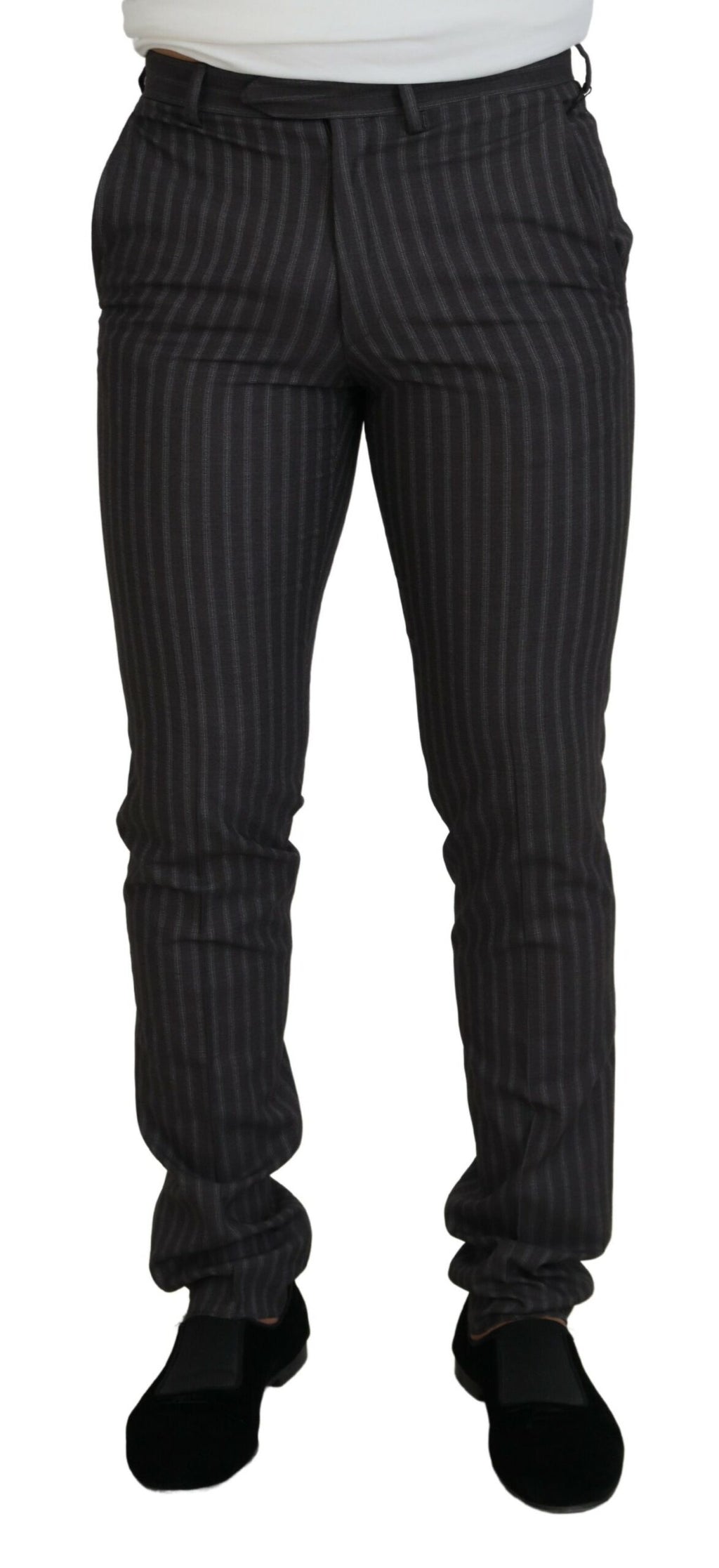BENCIVENGA Braun gestreift Slim Fit Herrenhosen