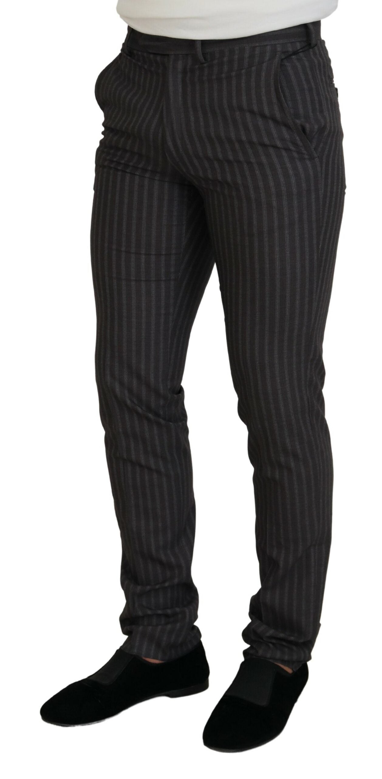 BENCIVENGA Braun gestreift Slim Fit Herrenhosen