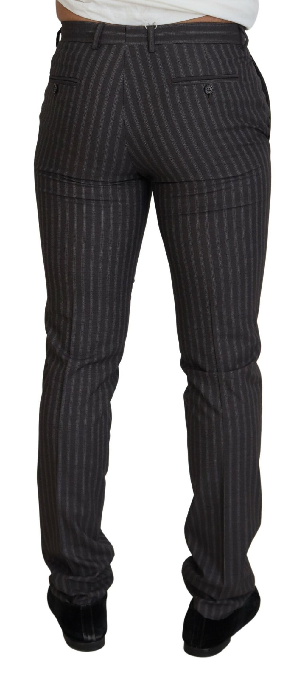 BENCIVENGA Braun gestreift Slim Fit Herrenhosen