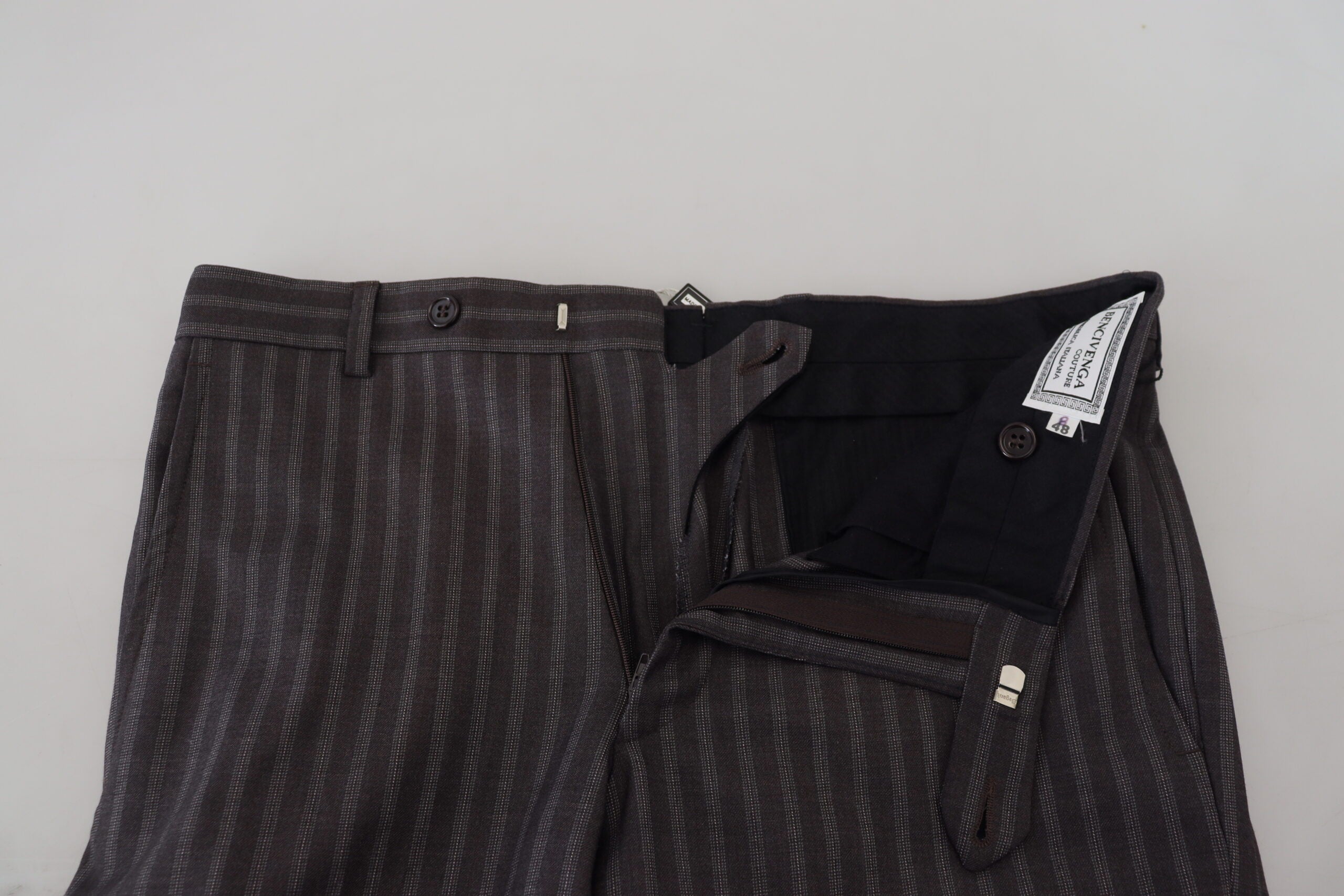 BENCIVENGA Braun gestreift Slim Fit Herrenhosen