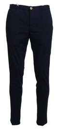 Domenico Tagliente Men's Dark Blue Cotton Skinny Trousers