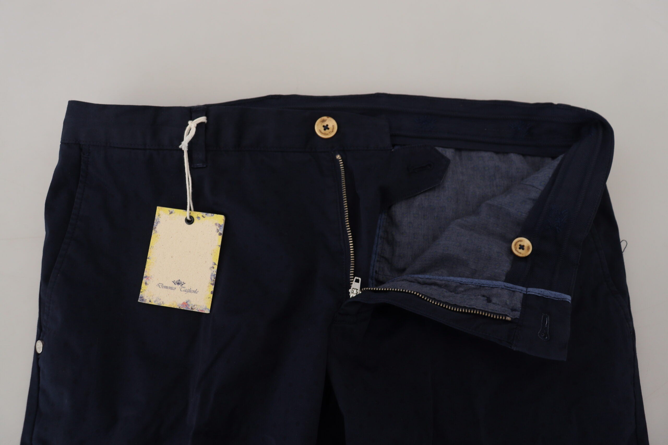 Domenico Tagliente Men's Dark Blue Cotton Skinny Trousers