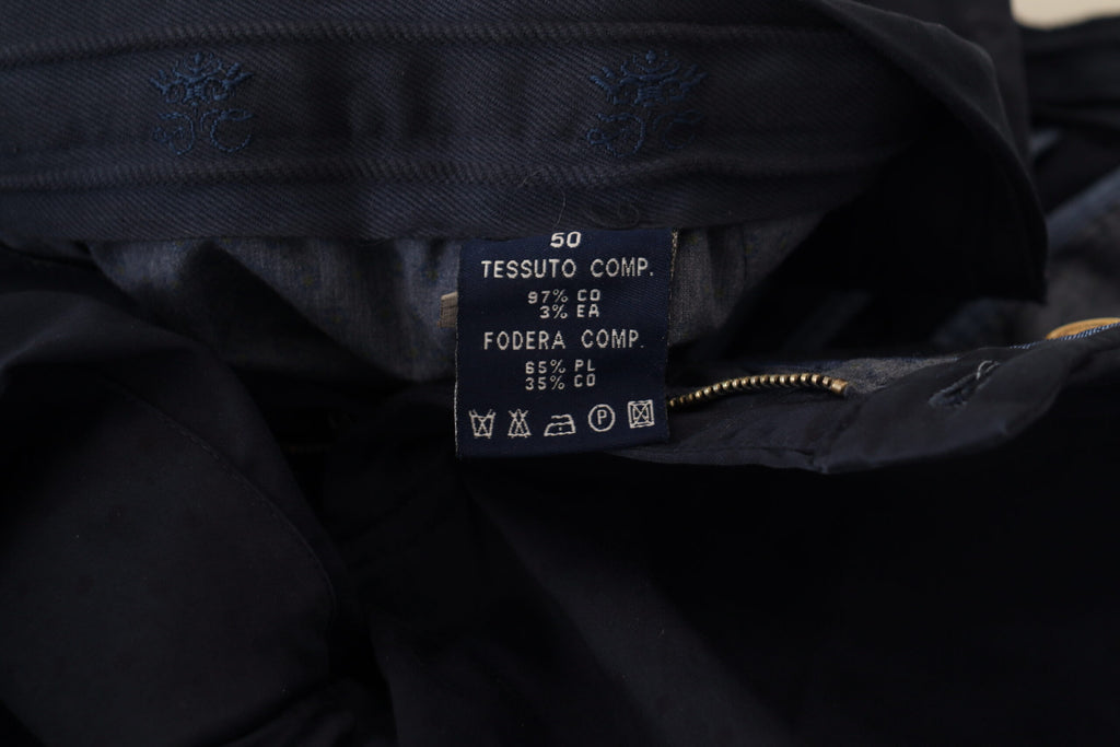 Domenico Tagliente Men's Dark Blue Cotton Skinny Trousers