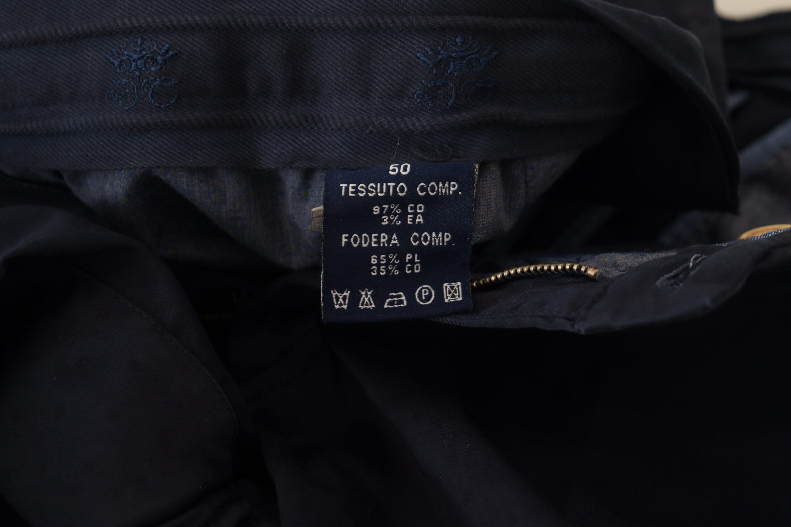 Domenico Tagliente Men's Dark Blue Cotton Skinny Trousers