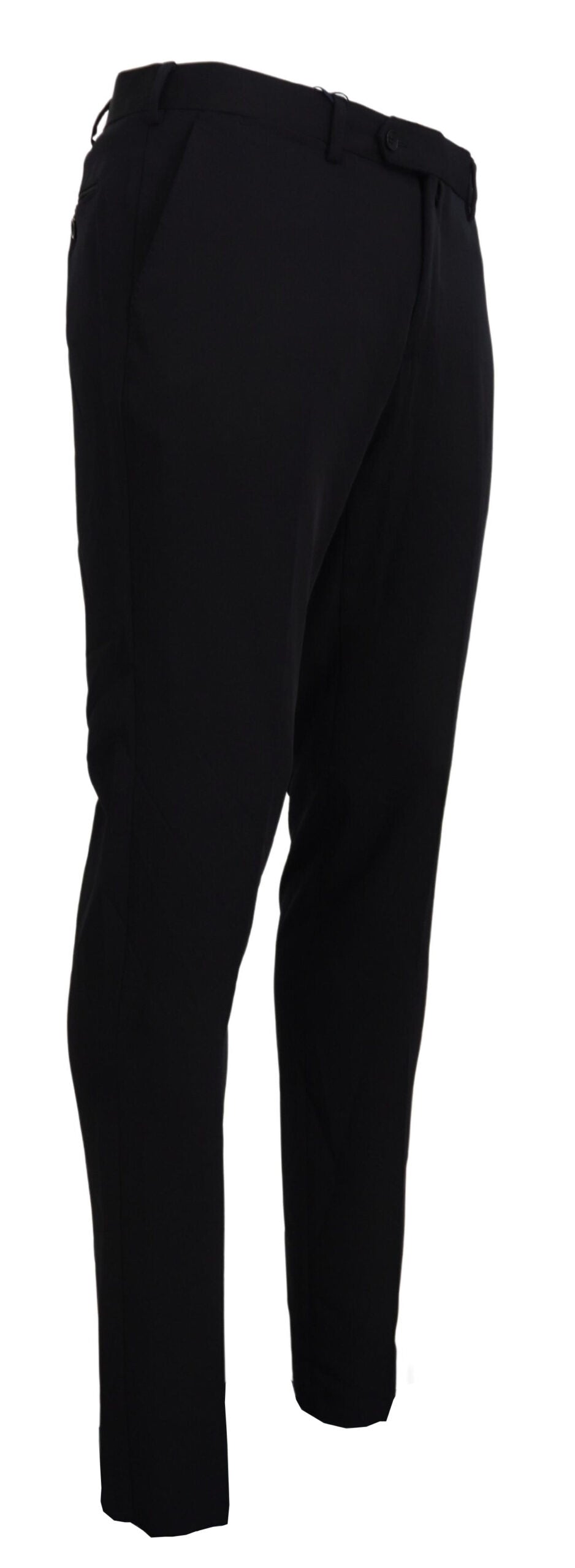 Domenico Tagliente Schwarze konisch zulaufende Polyester-Kleid-Hose