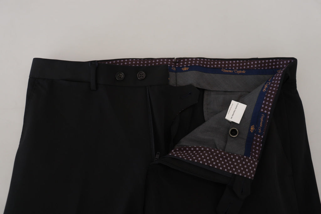 Domenico Tagliente Schwarze konisch zulaufende Polyester-Kleid-Hose