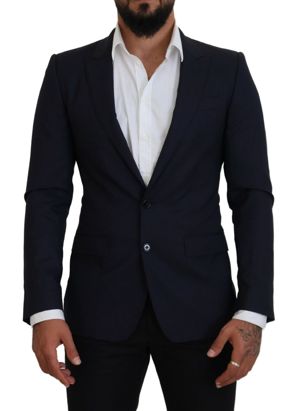 Dolce & Gabbana Blue Wool Coat Slim Fit Formal Blazer