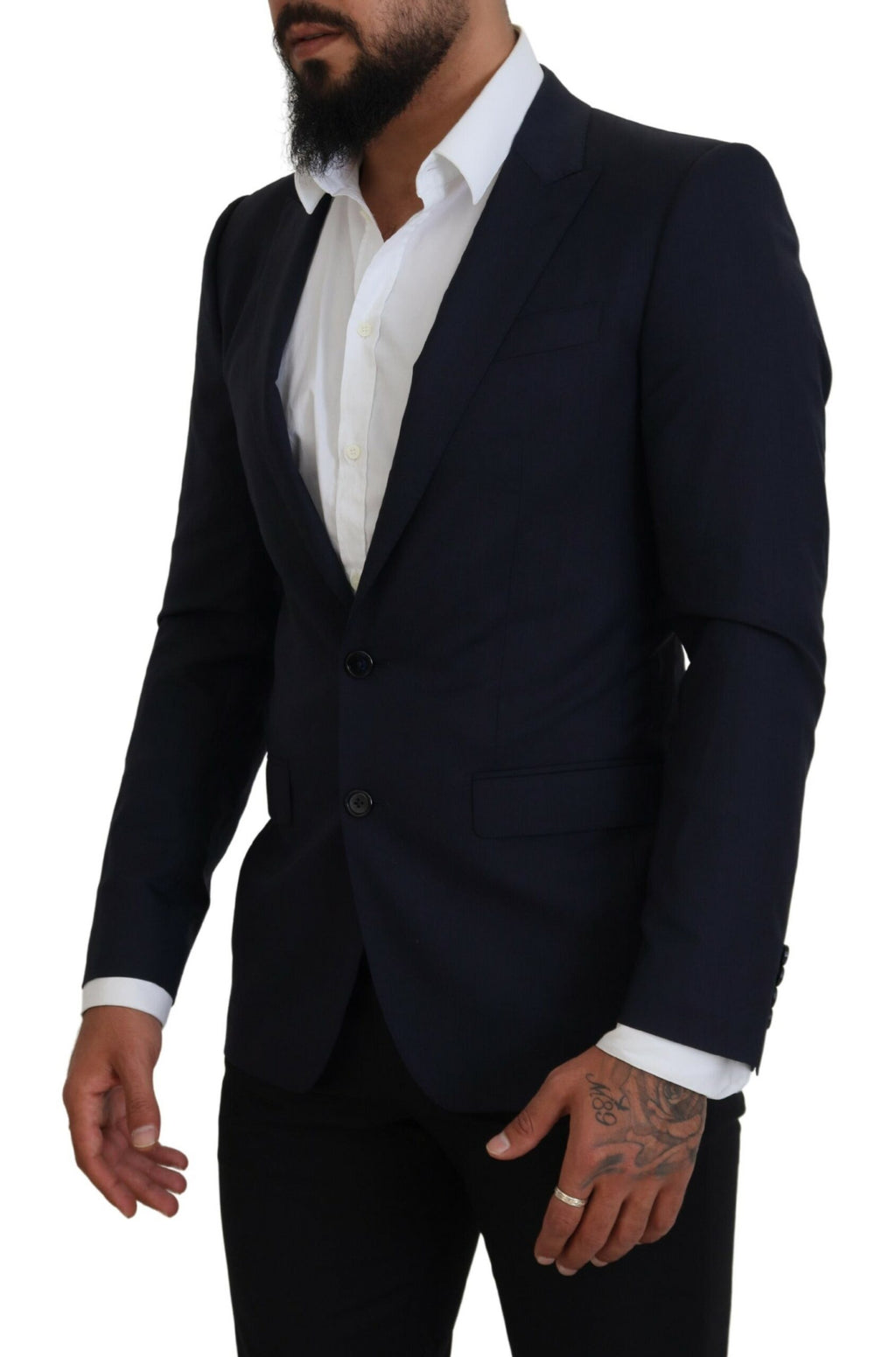 Dolce & Gabbana Blue Wool Coat Slim Fit Formal Blazer