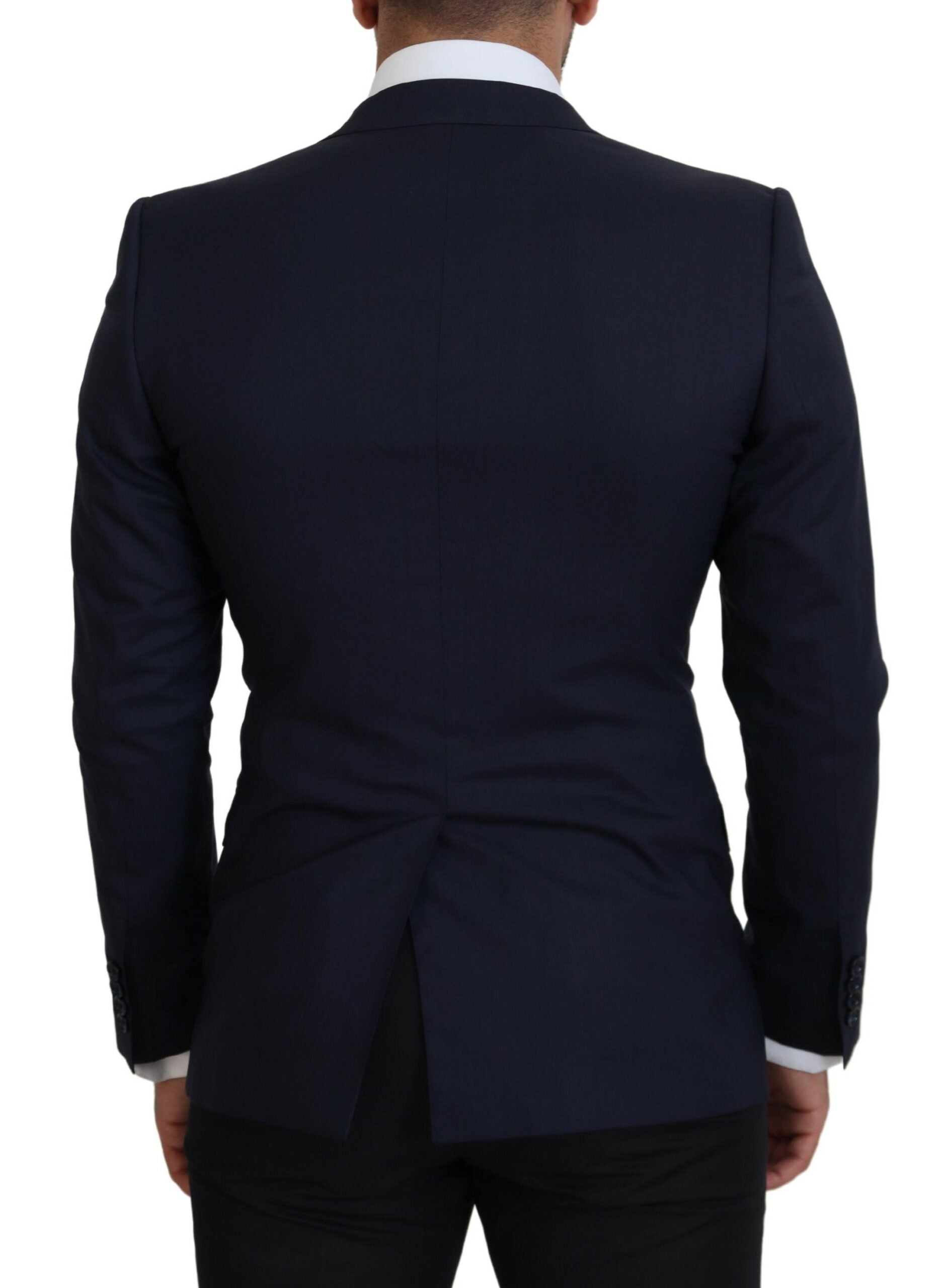 Dolce & Gabbana Blue Wool Coat Slim Fit Formal Blazer