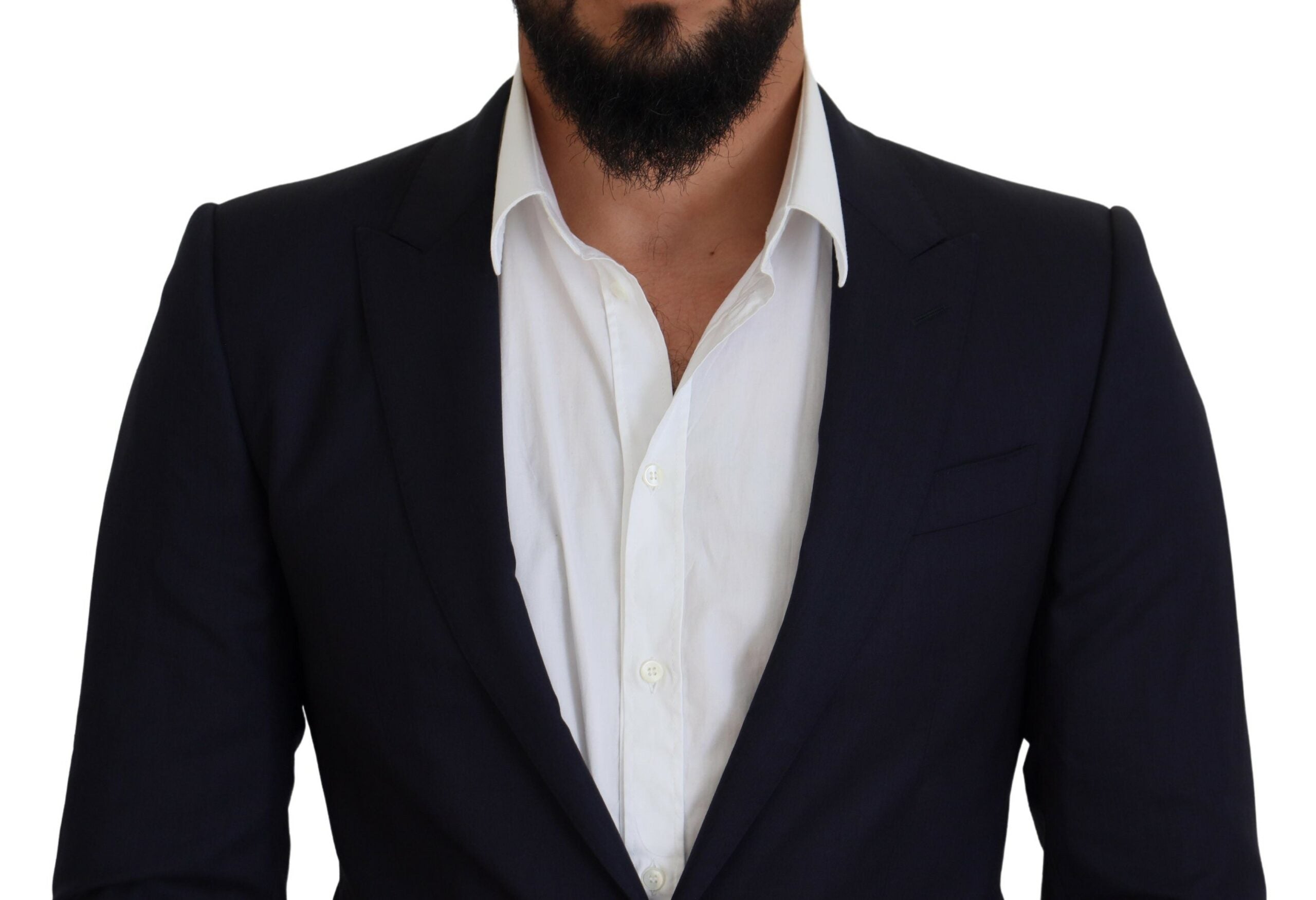 Dolce & Gabbana Blue Wool Coat Slim Fit Formal Blazer