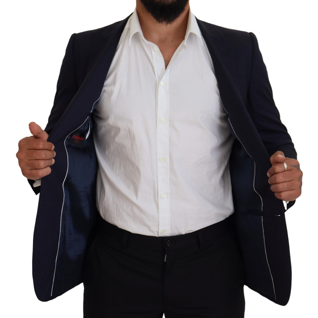 Dolce & Gabbana Blue Wool Coat Slim Fit Formal Blazer