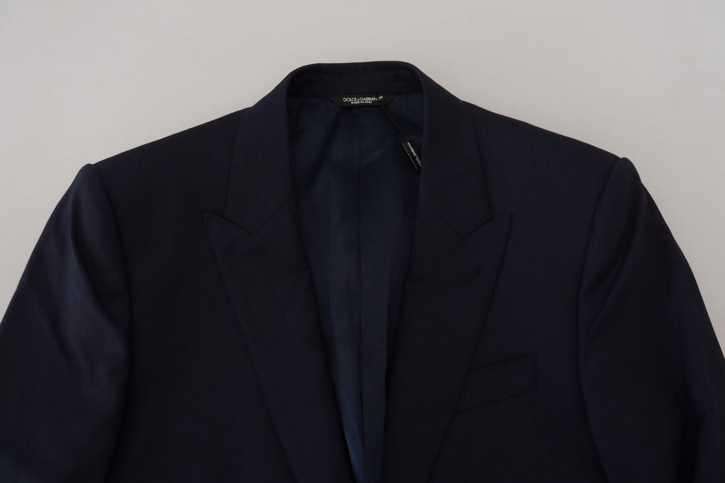 Dolce & Gabbana Blue Wool Coat Slim Fit Formal Blazer