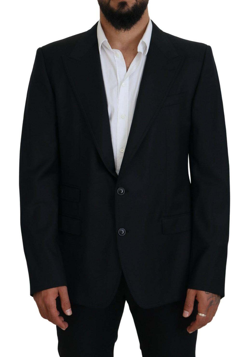 Dolce & Gabbana Dark Blue Formal Wool Sicilia Blazer
