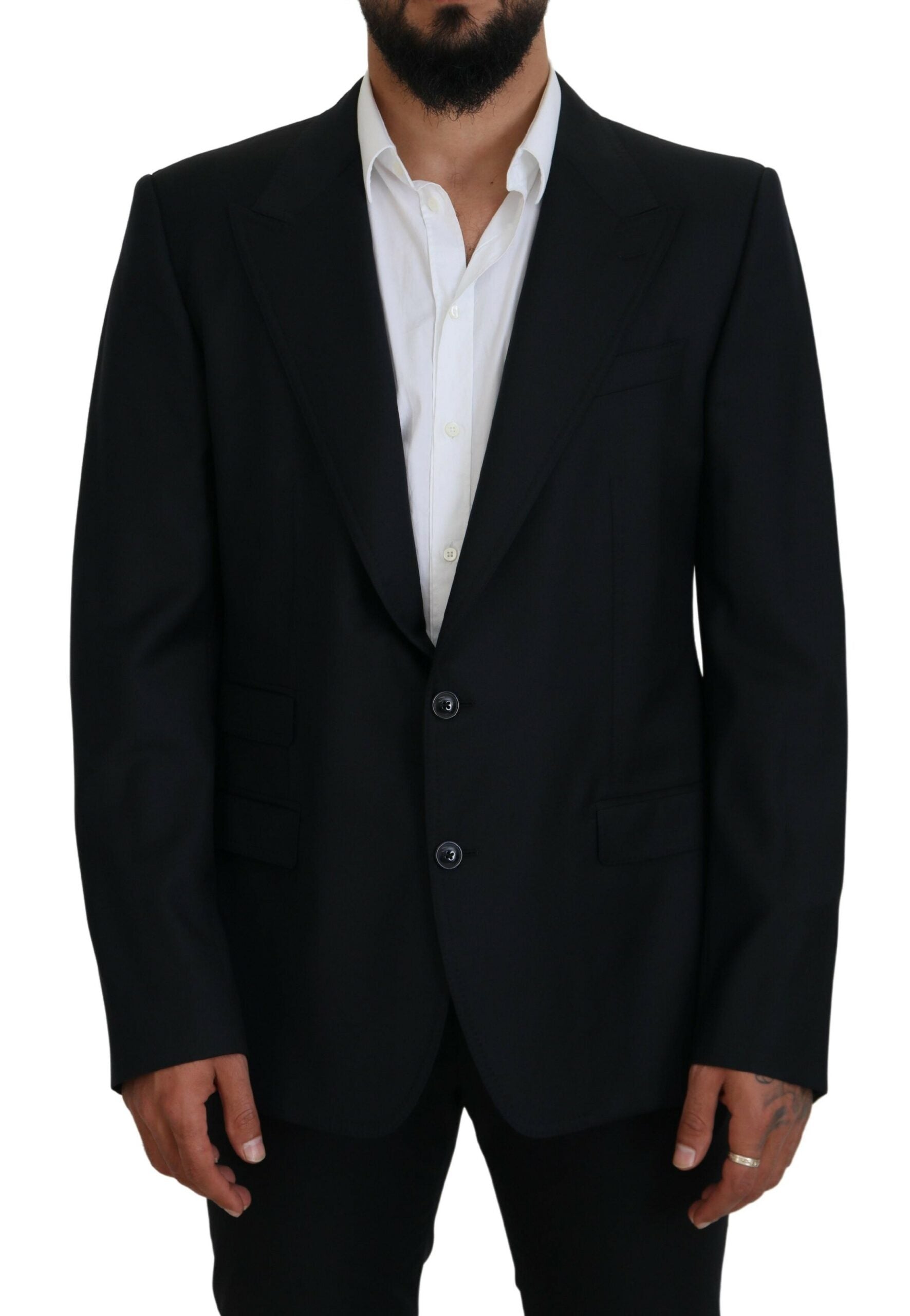 Dolce & Gabbana Dark Blue Formal Wool Sicilia Blazer