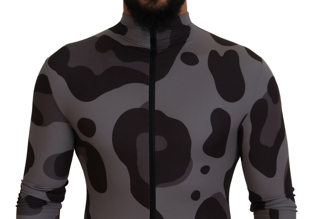Dolce & Gabbana Grau gemusterter Polyester Neoprenanzug Bademode