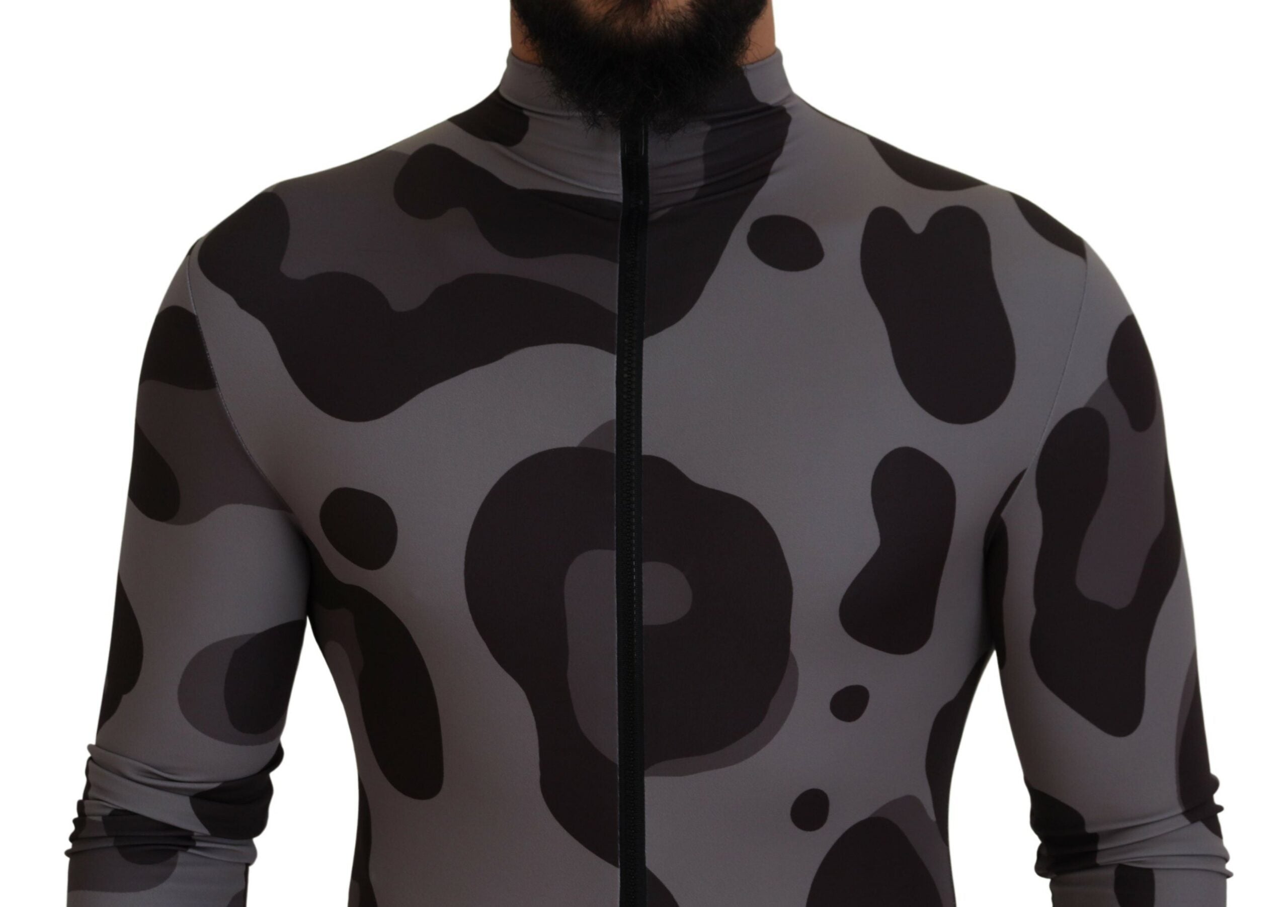 Dolce & Gabbana Grau gemusterter Polyester Neoprenanzug Bademode