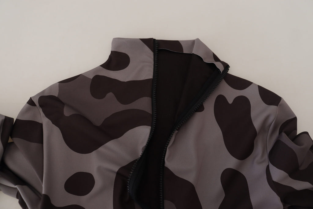 Dolce & Gabbana Grau gemusterter Polyester Neoprenanzug Bademode
