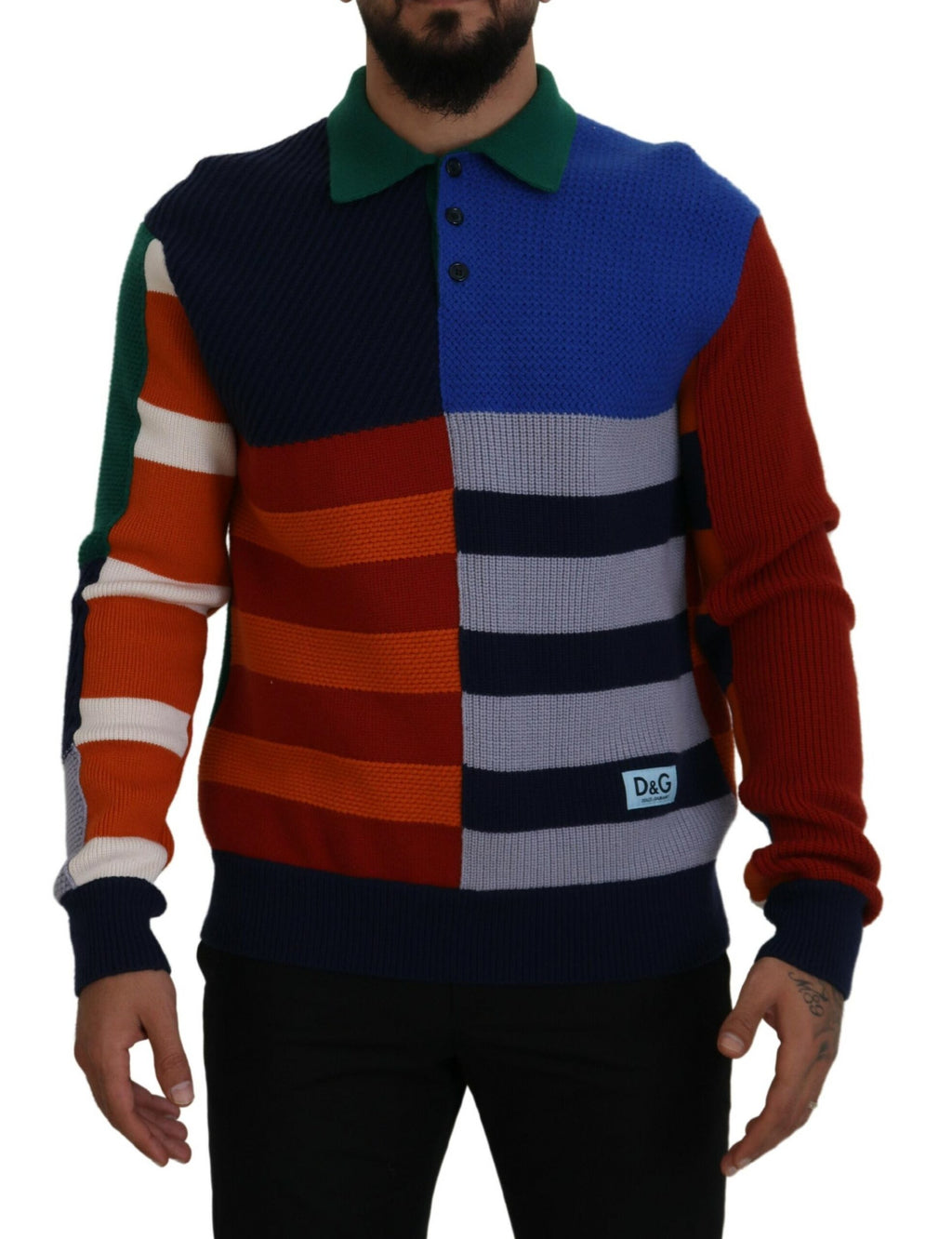Dolce & Gabbana Mehrfarbig gestreifter Pullover aus Wolle