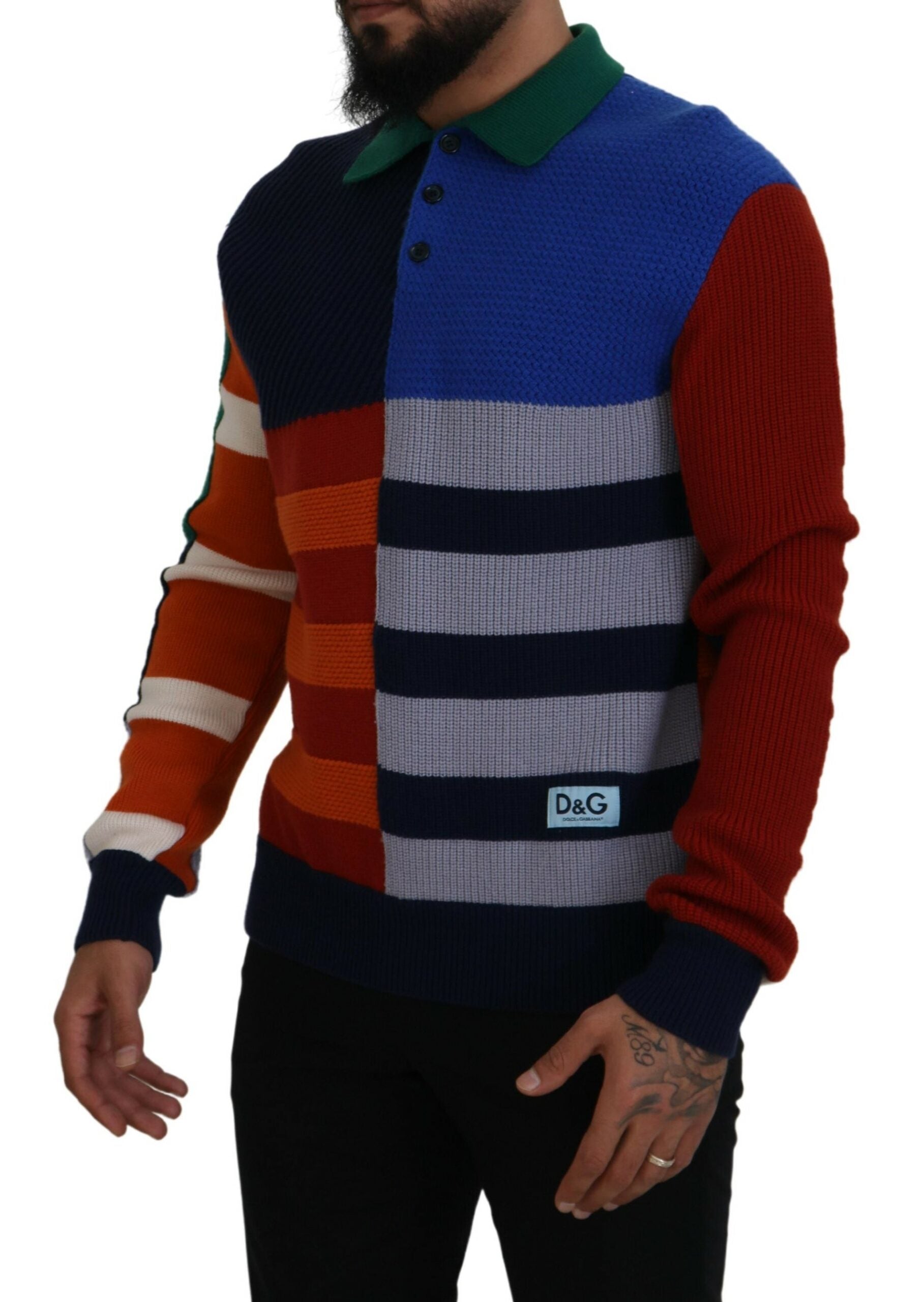 Dolce & Gabbana Mehrfarbig gestreifter Pullover aus Wolle