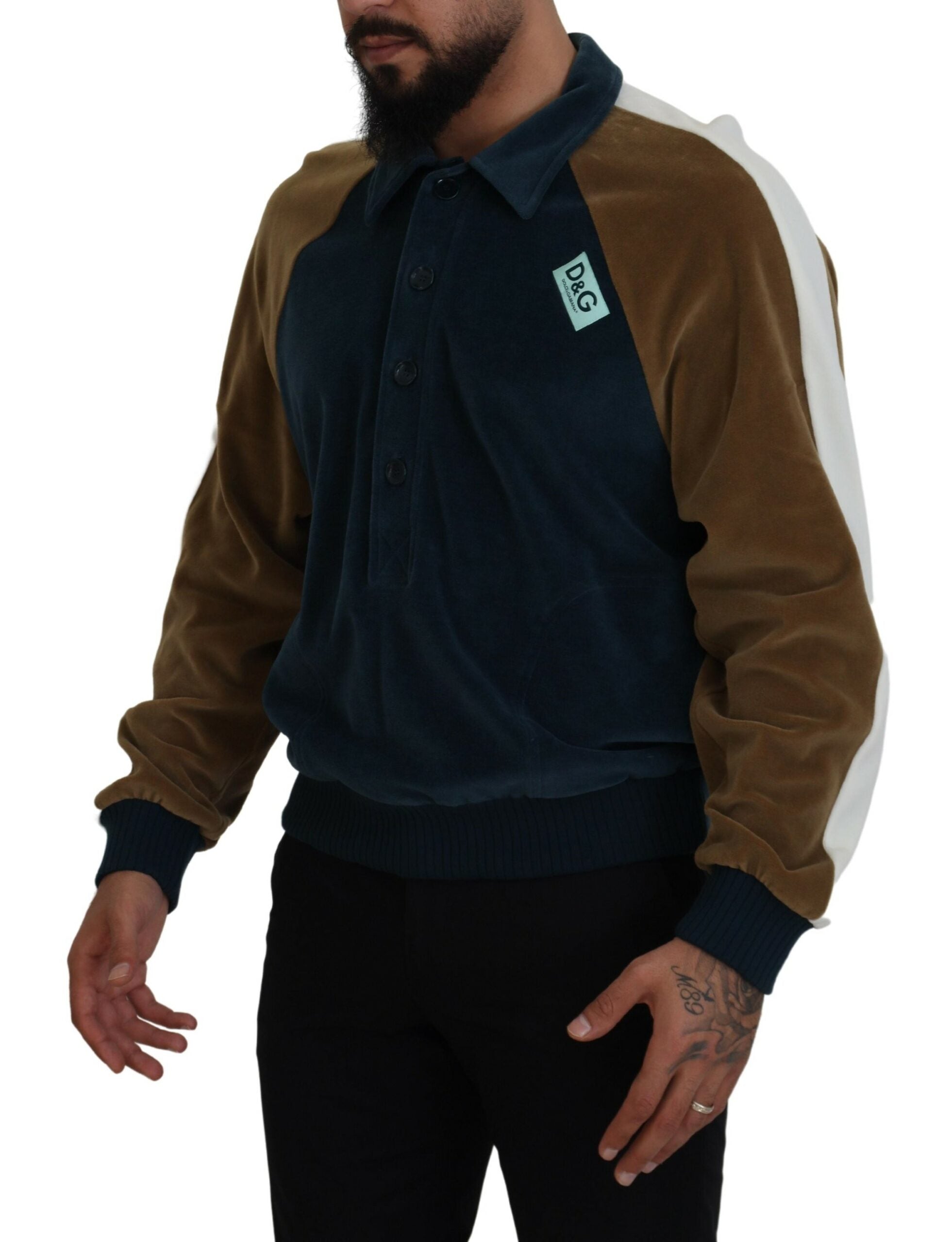 Dolce & Gabbana Multicolor Pullover mit Kragen aus Baumwolle