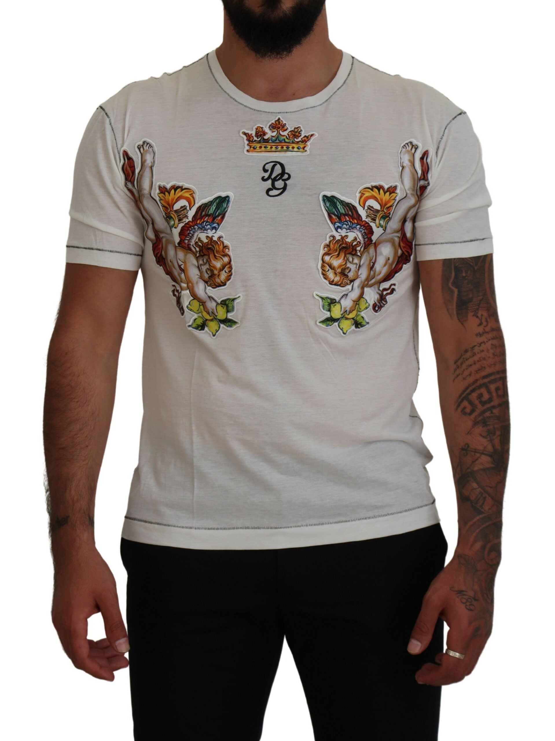 Dolce & Gabbana Men's White Printed Short-Sleeve T-Shirt