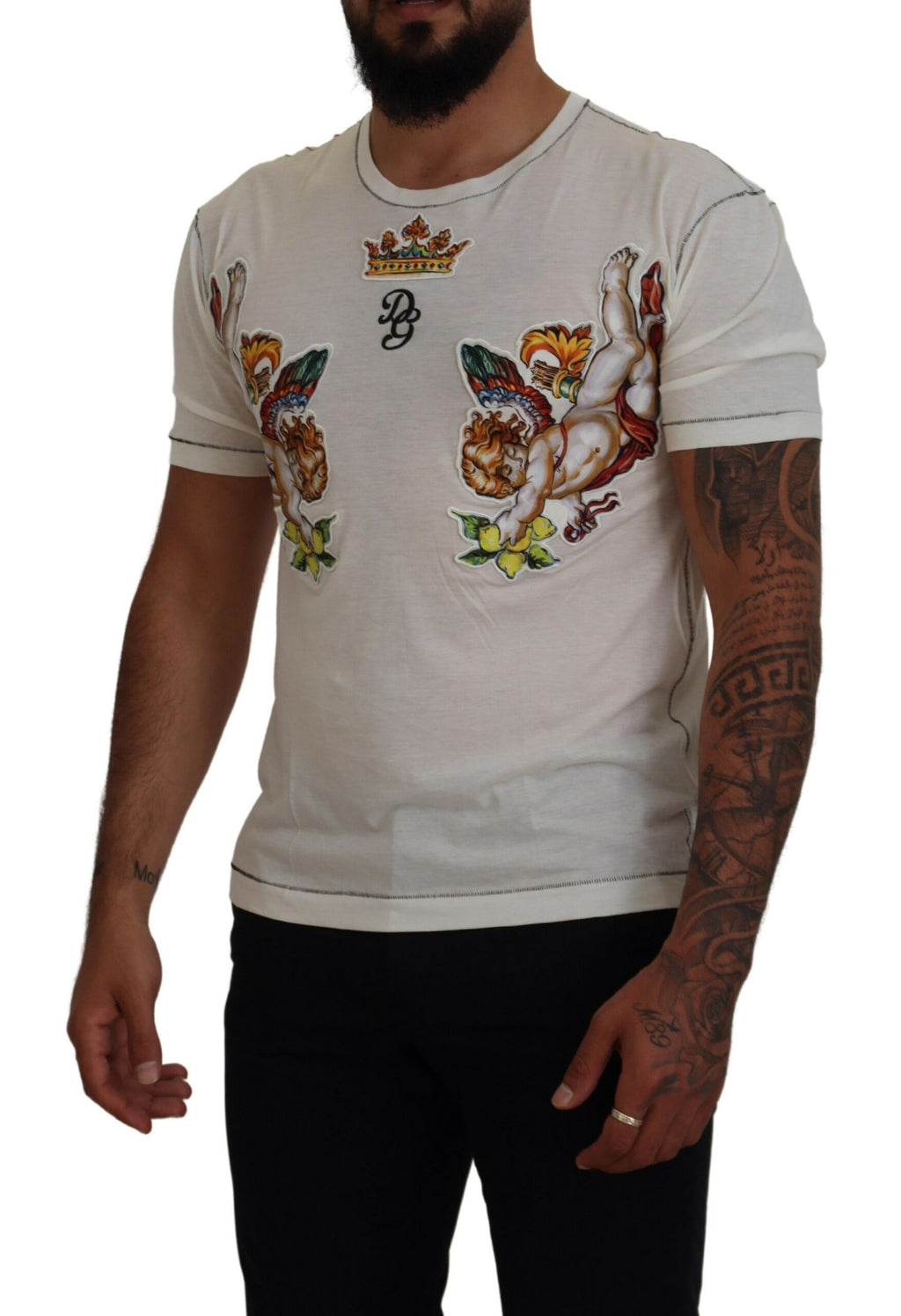 Dolce & Gabbana Men's White Printed Short-Sleeve T-Shirt