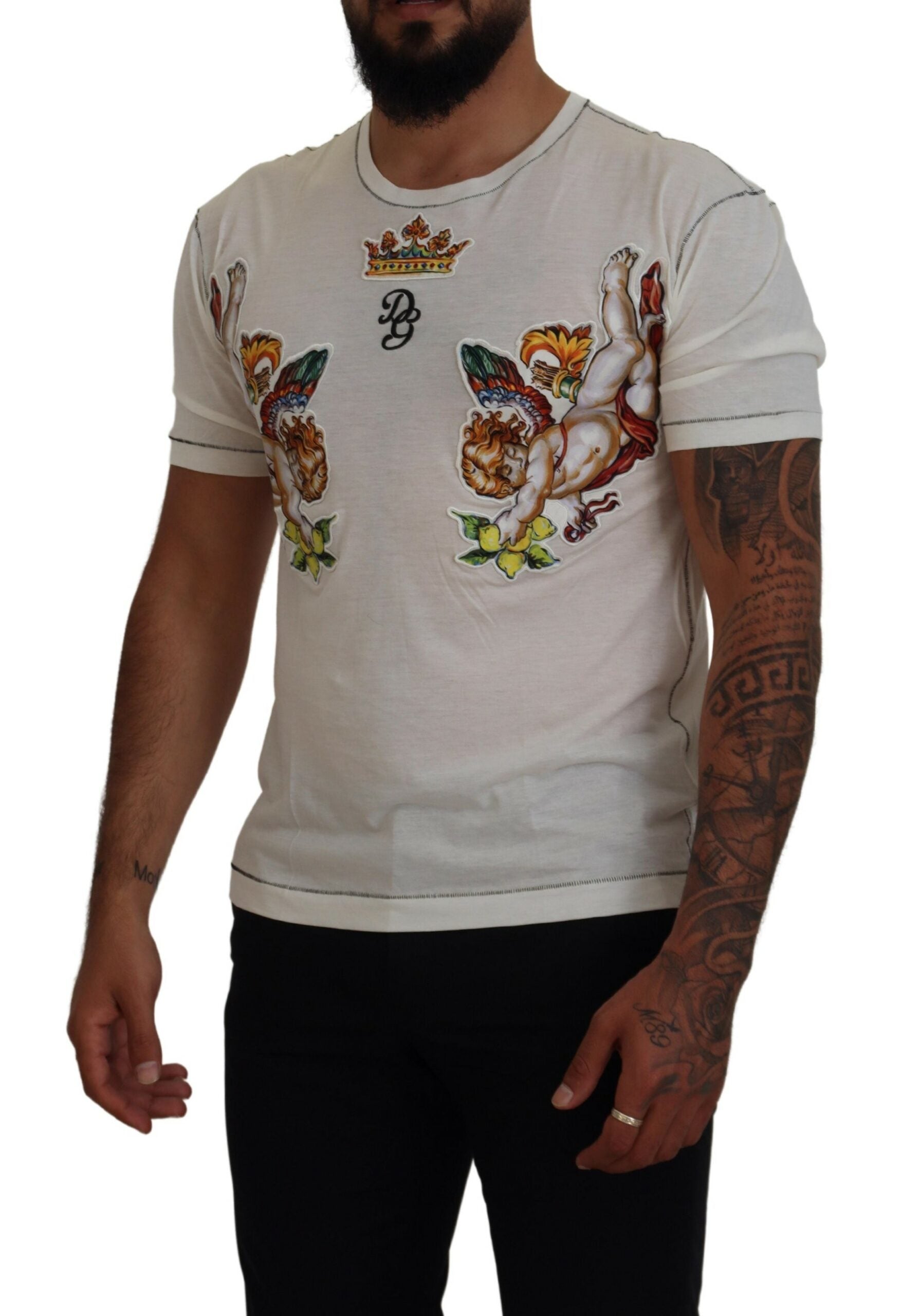 Dolce & Gabbana Men's White Printed Short-Sleeve T-Shirt